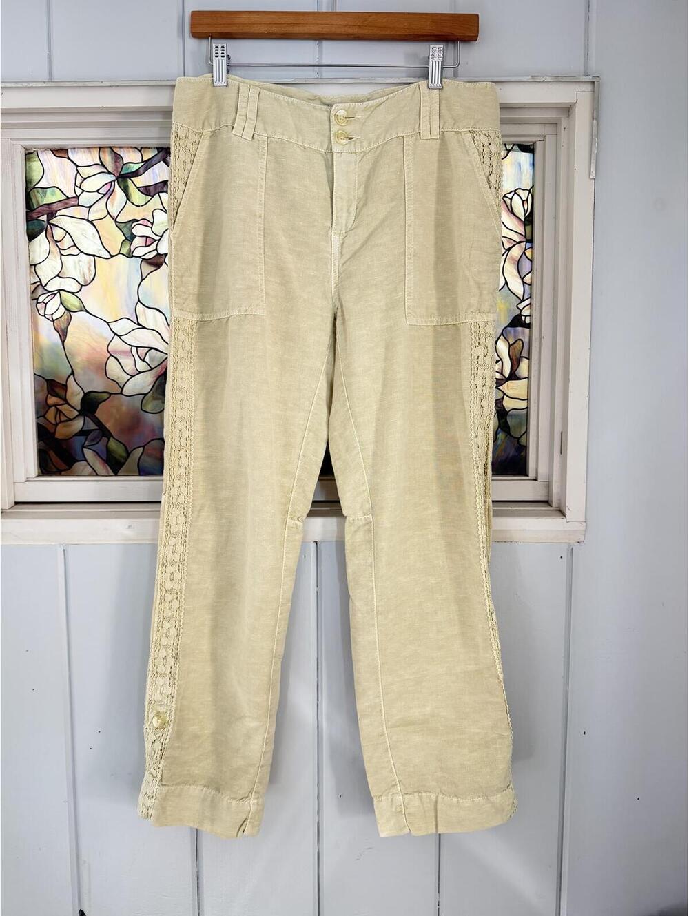 Sundance green cotton linen size 6p Cropped Pants